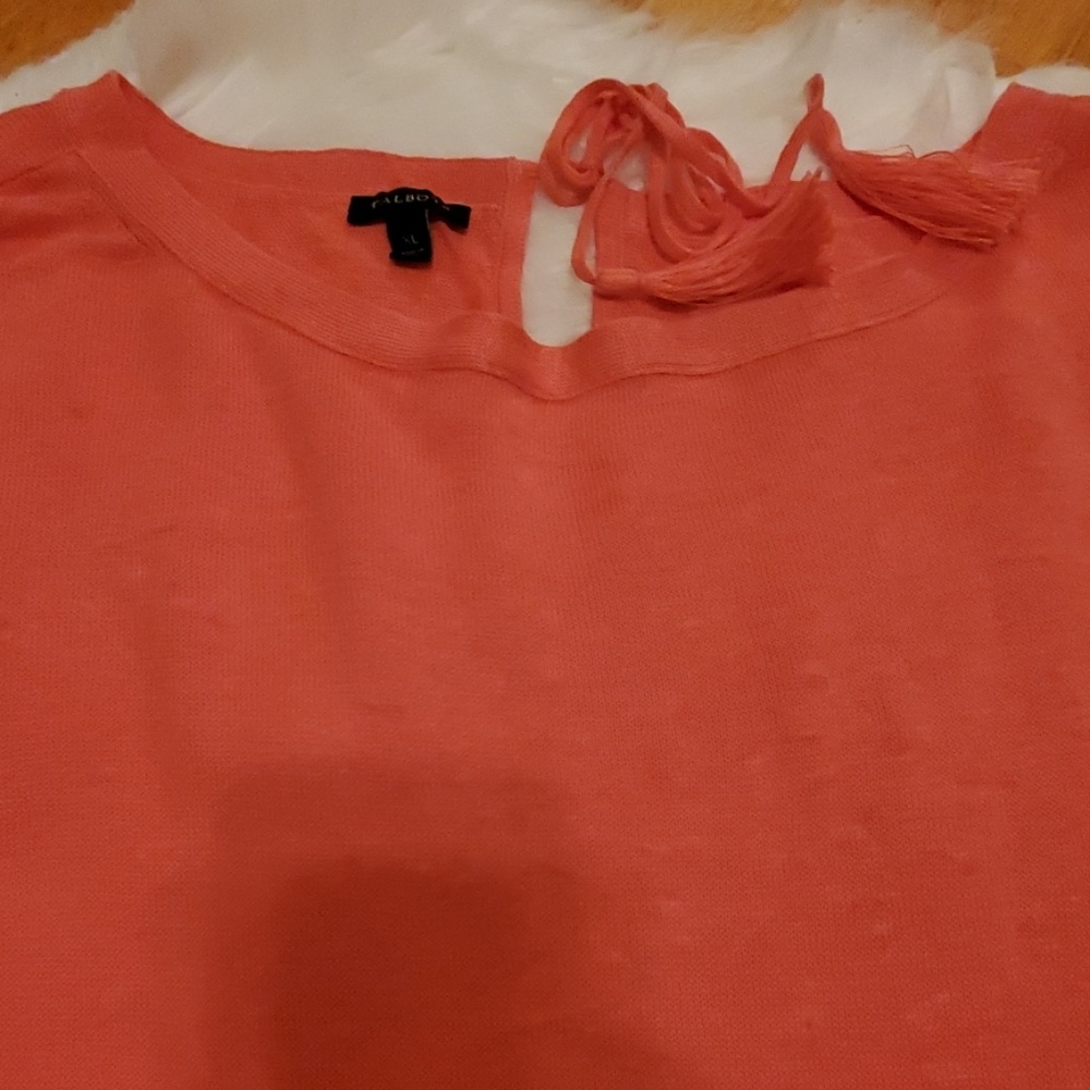 Talbots  Melon Linen Top with tie XL - Picture 2 of 4